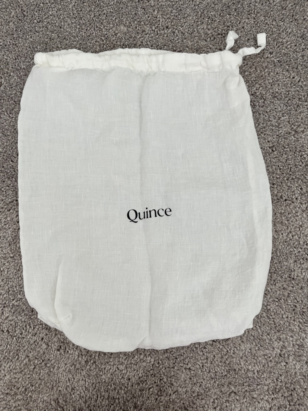 Quince White European Linen Accessory Drawstring Bag Pouch